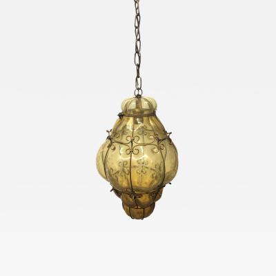  Seguso Verti d Arte Seguso Murano Hand Blown Cage Light Pendant