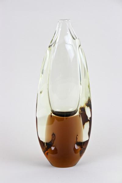  Seguso Vetri dArte Ambercolored Brown Murano Glass Vase Mid Century Italy ca 1960 70