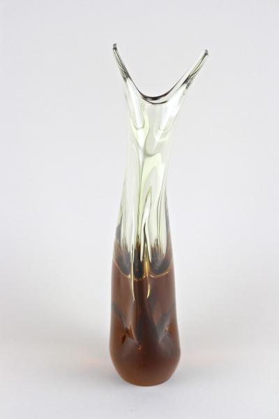  Seguso Vetri dArte Ambercolored Brown Murano Glass Vase Mid Century Italy ca 1960 70