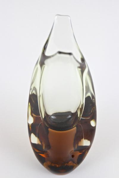  Seguso Vetri dArte Ambercolored Brown Murano Glass Vase Mid Century Italy ca 1960 70