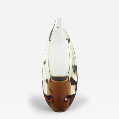  Seguso Vetri dArte Ambercolored Brown Murano Glass Vase Mid Century Italy ca 1960 70