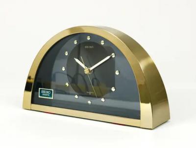  Seiko Beautiful Hollywood Regency Brass See Through Table Clock by Seiko Japan 1980s