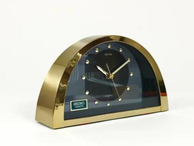  Seiko Beautiful Hollywood Regency Brass See Through Table Clock by Seiko Japan 1980s