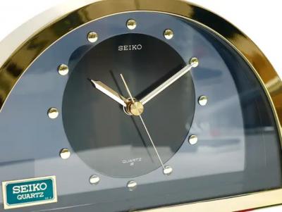  Seiko Beautiful Hollywood Regency Brass See Through Table Clock by Seiko Japan 1980s