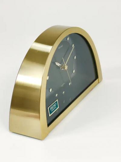  Seiko Beautiful Hollywood Regency Brass See Through Table Clock by Seiko Japan 1980s