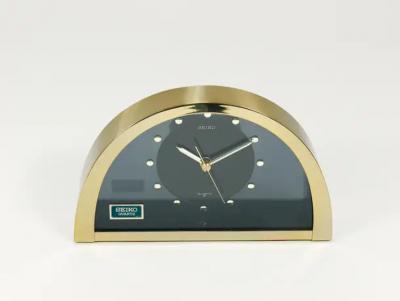  Seiko Beautiful Hollywood Regency Brass See Through Table Clock by Seiko Japan 1980s