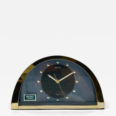 Seiko Beautiful Hollywood Regency Brass See Through Table Clock by Seiko Japan 1980s