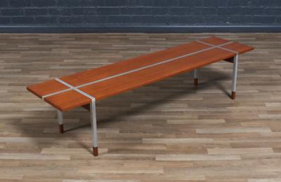  Selig Furniture Co Danish Modern Teak Bench Coffee Table w Aluminum Inlaid by Selig