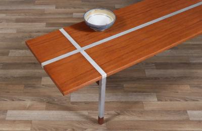  Selig Furniture Co Danish Modern Teak Bench Coffee Table w Aluminum Inlaid by Selig