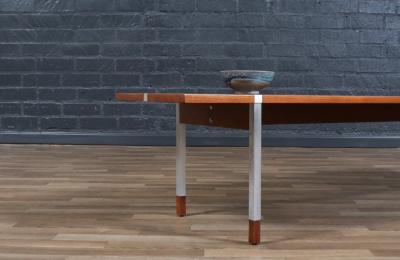  Selig Furniture Co Danish Modern Teak Bench Coffee Table w Aluminum Inlaid by Selig