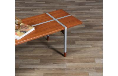  Selig Furniture Co Danish Modern Teak Bench Coffee Table w Aluminum Inlaid by Selig