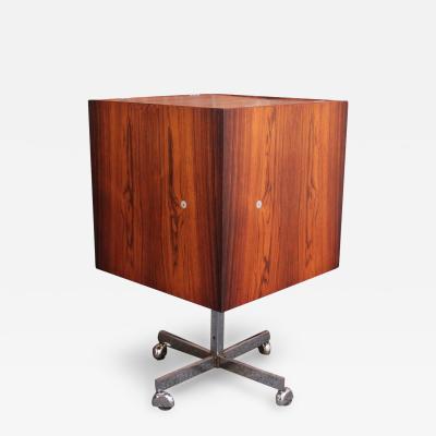  Selig Furniture Co Danish Rosewood and Chrome Selectform Magic Cube Mobile Bar by Poul N rreklit