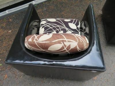  Selig Furniture Co Handsome Pair of Signed Selig Cube Lounge Chairs Mid Century Modern