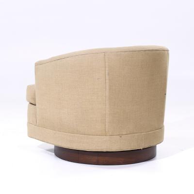  Selig Furniture Co Selig Mid Century Walnut Base Swivel Lounge Chairs Pair