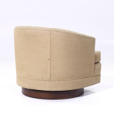  Selig Furniture Co Selig Mid Century Walnut Base Swivel Lounge Chairs Pair