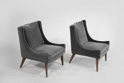  Selig Furniture Co Set of Slipper Chairs by Selig in Plush Mohair C 1950s
