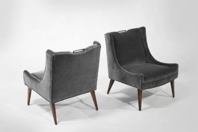  Selig Furniture Co Set of Slipper Chairs by Selig in Plush Mohair C 1950s