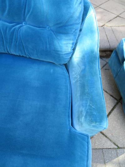  Selig Furniture Co Striking Pair of Selig Wide Barrel Back Swivel Lounge Chairs Mid Century Modern