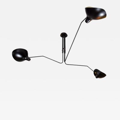  Serge Mouille USA SERGE MOUILLE BLACK ENAMELLED 3 ARMS CEILING LIGHT