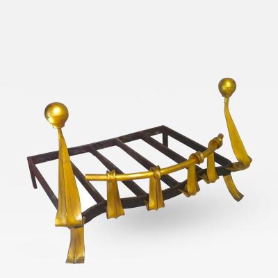  Serrurier Bovy Style of Serrurier Bovy Gold Leaf Wrought Iron with Refined Curves
