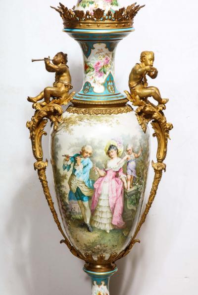  Sevres Manufacture Nationale de S vres A Palatial French Ormolu Mounted Sevres Porcelain Hand Painted Vase and Cover