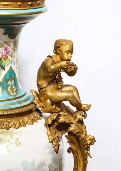  Sevres Manufacture Nationale de S vres A Palatial French Ormolu Mounted Sevres Porcelain Hand Painted Vase and Cover