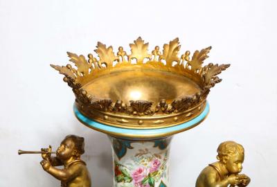  Sevres Manufacture Nationale de S vres A Palatial French Ormolu Mounted Sevres Porcelain Hand Painted Vase and Cover
