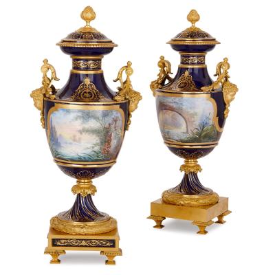  Sevres Manufacture Nationale de S vres S vres style gilt bronze mounted porcelain clock set
