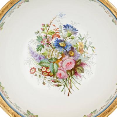  Sevres Manufacture Nationale de S vres Sevres style porcelain and gilt bronze jardiniere and vase garniture