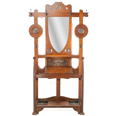  Shapland Petter Shapland Petter An Arts Crafts Oak Hallstand with Mirror Copper Panel