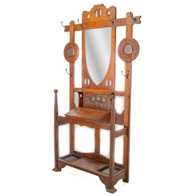  Shapland Petter Shapland Petter An Arts Crafts Oak Hallstand with Mirror Copper Panel