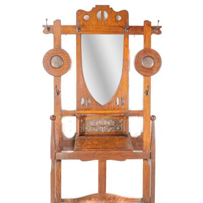  Shapland Petter Shapland Petter An Arts Crafts Oak Hallstand with Mirror Copper Panel