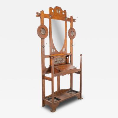 Shapland Petter Shapland Petter An Arts Crafts Oak Hallstand with Mirror Copper Panel