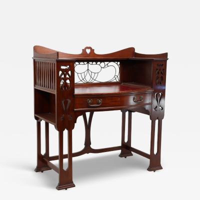  Shapland Petter Shapland Petter Arts Crafts Mahogany Desk with a Pierced Heart to the Top