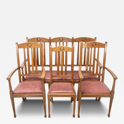  Shapland Petter Shapland Petter Set Ten Arts Crafts Oak Dining Chairs with Matching Settee