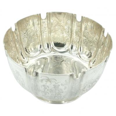  Sheffield Old English Silver Chinoiserie Centerpiece Bowl