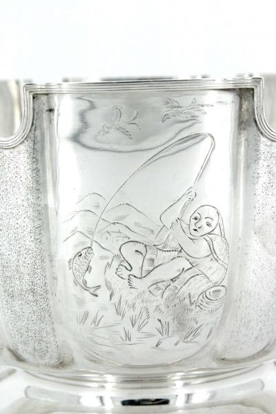  Sheffield Old English Silver Chinoiserie Centerpiece Bowl