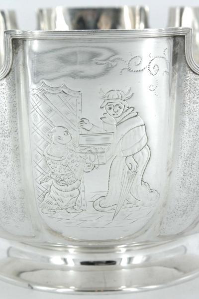  Sheffield Old English Silver Chinoiserie Centerpiece Bowl