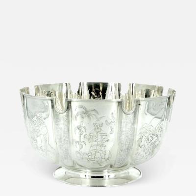  Sheffield Old English Silver Chinoiserie Centerpiece Bowl