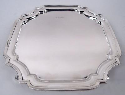  Sheffield Traditional English Georgian Square Cartouche Salver Tray 1930