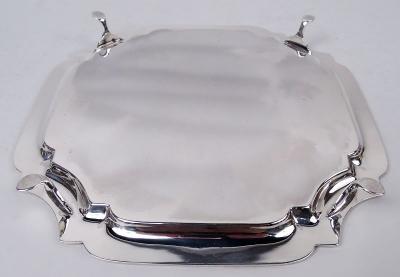  Sheffield Traditional English Georgian Square Cartouche Salver Tray 1930