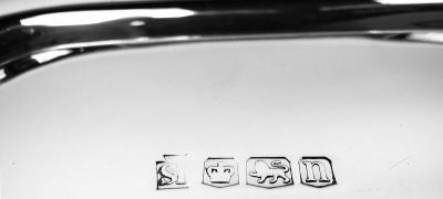  Sheffield Traditional English Georgian Square Cartouche Salver Tray 1930