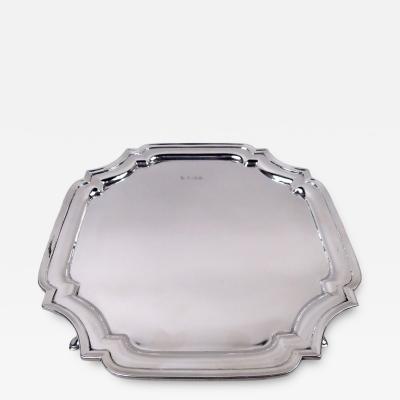  Sheffield Traditional English Georgian Square Cartouche Salver Tray 1930
