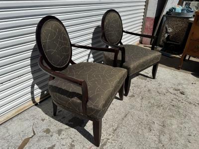  Sherrill Furniture Co Pair of Modern Sculpted Style Bergeres by Sherrill Furniture