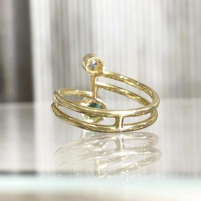  Shimell Madden Blue Green Tourmaline White Diamond Gold Double Stone Ring Shimell Madden