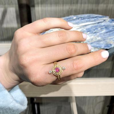  Shimell Madden Brilliant Pink Sapphire White Diamond Yellow Gold Galaxy Ring Shimell Madden