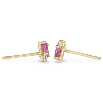  Shimell Madden Pink Sapphire White Diamond Yellow Gold Duo Stud Earrings Shimell Madden