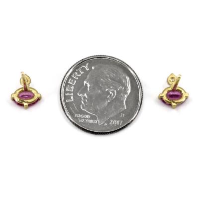  Shimell Madden Pink Sapphire White Diamond Yellow Gold Duo Stud Earrings Shimell Madden