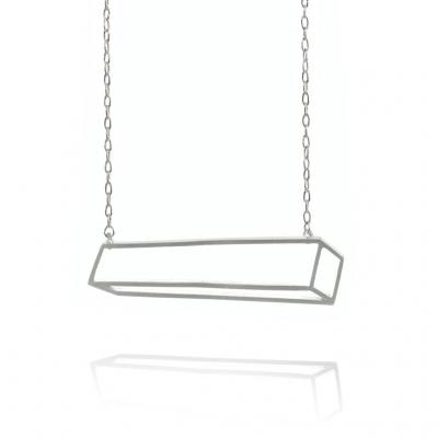  Shimell Madden Shimell Madden Matte Silver Horizontal Bar Necklace