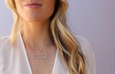  Shimell Madden Shimell Madden Matte Silver Horizontal Bar Necklace